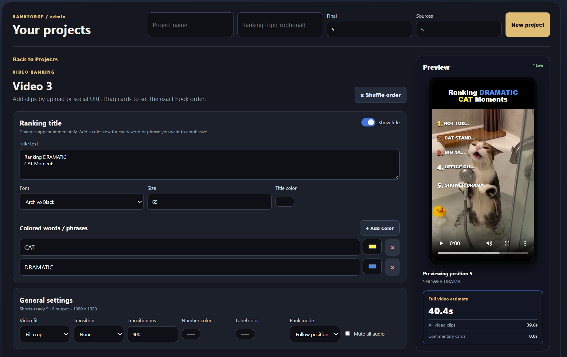 RankForge dashboard preview